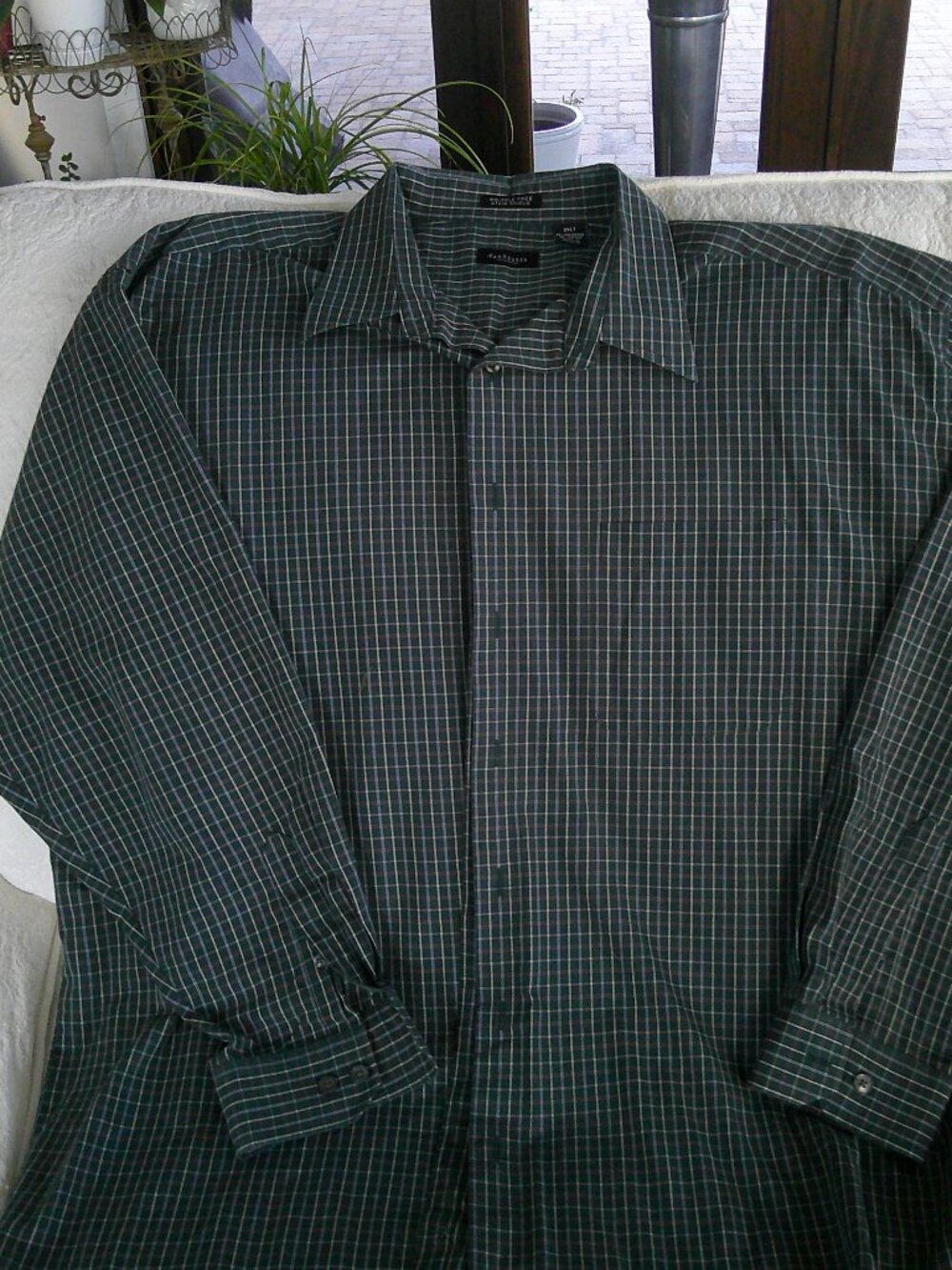 Men's 2XLT Green Plaid Long Sleeve Shirt